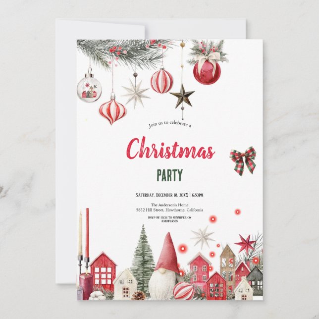 INVITACIÓN WONDERFUL RED AND GREEN CHRISTMAS PARTY INVITATION (Anverso)