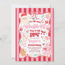 Invitación Wonderful Time Of The Year Christmas Bow Birthday