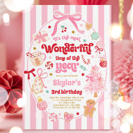 Invitación Wonderful Time Of The Year Christmas Bow Birthday