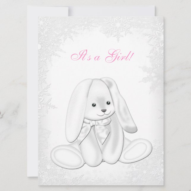 Invitación Wonderland Baby Shower, un dulce copo de nieve en  (Anverso)