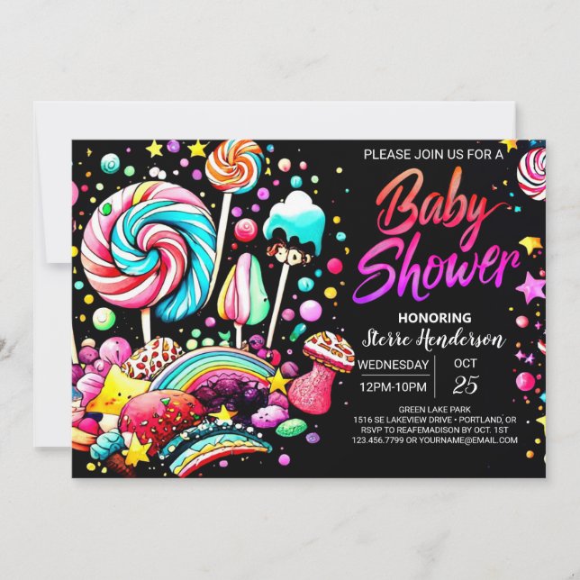 Invitación Wonderland Candy Baby Shower (Anverso)