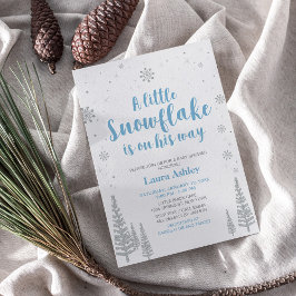 Invitación Wonderland de invierno plateado, boy Baby Shower/S