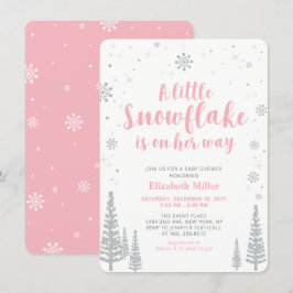Invitación Wonderland de invierno rosa, Baby Shower Chica