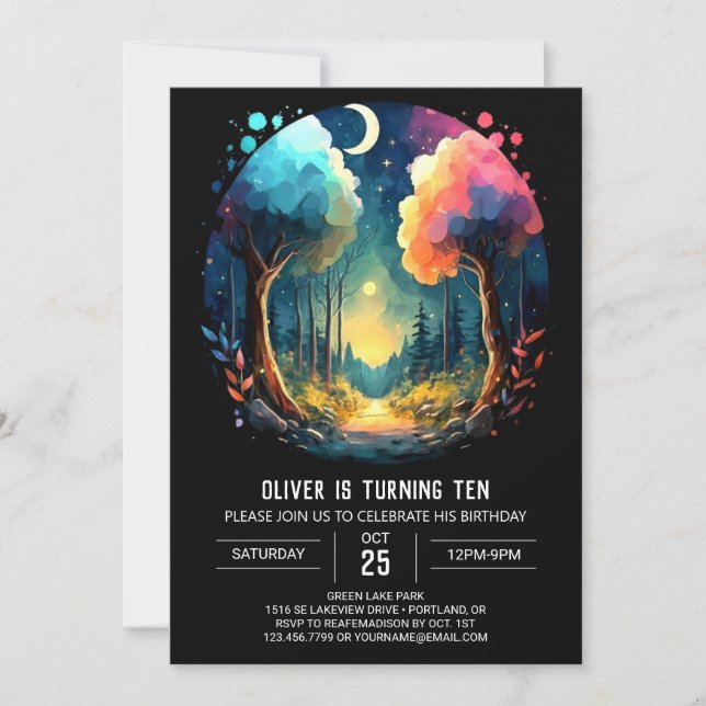 Invitación Wonderland Grove Whimsical Birday (Anverso)