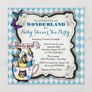 Invitación Wonderland Mad Hatter Tea Fiesta Baby Shower
