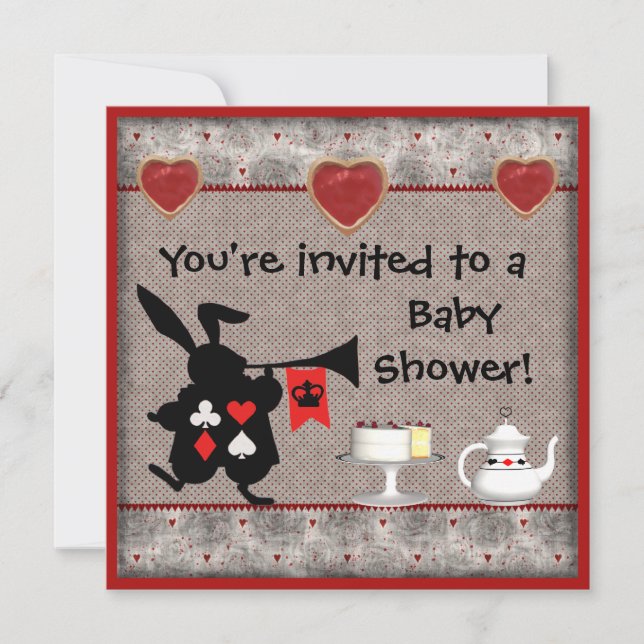 Invitación Wonderland Rabbit Herald Baby Shower invita (Anverso)
