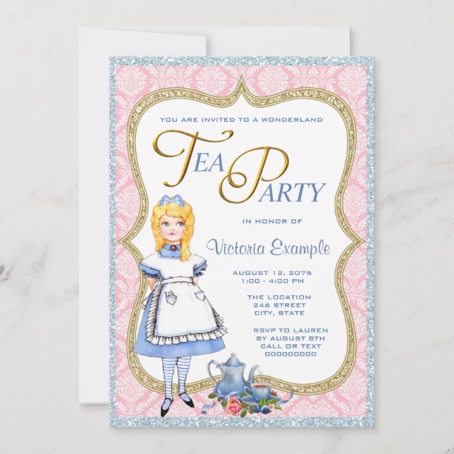 Invitación Wonderland Tea Fiesta (Anverso)