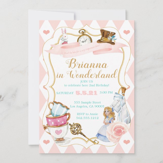 Invitación Wonderland Tea Fiesta (Anverso)