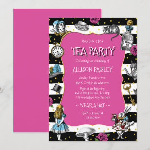 Invitación Wonderland Tea Fiesta Hot Pink