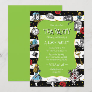 Invitación Wonderland Tea Fiesta Lime Green