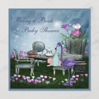 Invitación Wonderland Tea Fiesta trae un libro Baby Shower