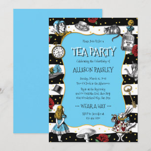 Invitación Wonderland Tea Fiesta Whimsical Blue