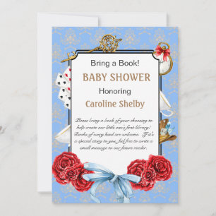 Invitación Wonderland trae un libro Baby Shower