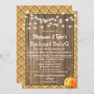 Invitación Wood BabyQ Backyard BBBBBQ Caída Rusa Baby Shower