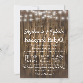 Invitación Wood BabyQ Backyard BBBBQ Bash Rustic Baby Shower