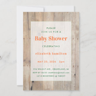Invitación Wood Background Baby Shower Invitation