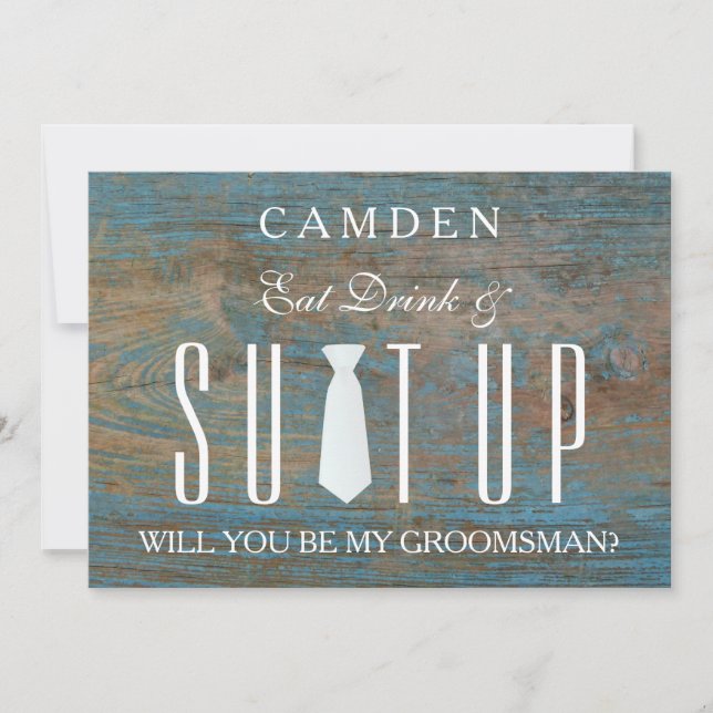 Invitación Wood Background Suitup ¿Serás mi novio? (Anverso)