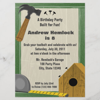 Invitación Wood Building Fun Cumpleaños