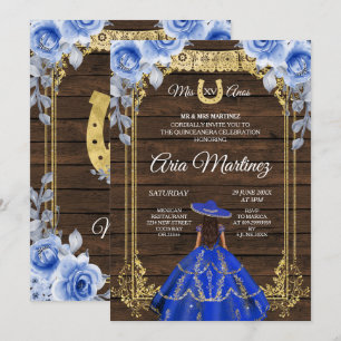 Invitación Wood Charro - Rosas de la marina Princesa Mis Quin
