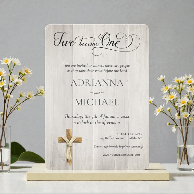 Invitación Wood Christian Two Become One (Subido por el creador)