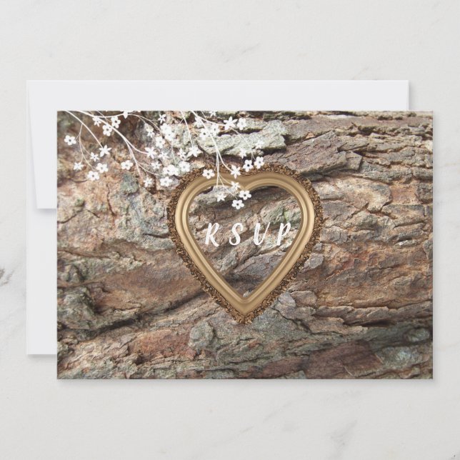 Invitación Wood, Country Rustic, Personalizado RSVP, Respuest (Anverso)