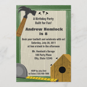 Invitación Wood Craft Building Fun Cumpleaños
