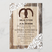 Wood Horseshoe Lace Rustic Boda