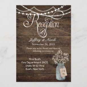 Invitación Wood Mason Jar Babys Breath, un Boda rústico de gr