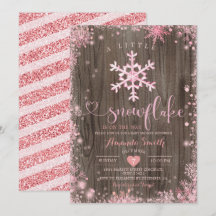 Wood Pink Un Pequeño Snowflake Winter Baby Shower