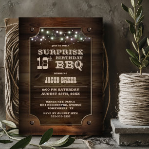 Invitación Wood Surprise 18th Birthday BBQ
