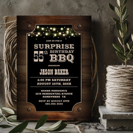 Invitación Wood Surprise 55th Birthday BBQ