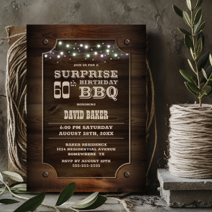 Invitación Wood Surprise 60th Birthday BBQ