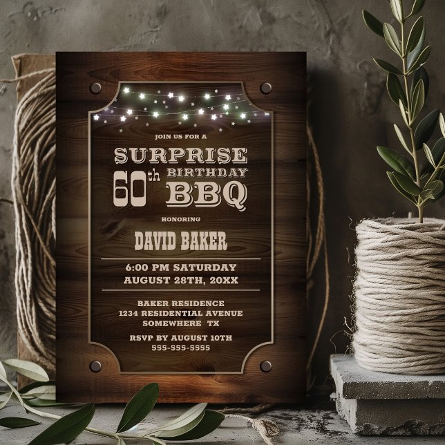 Invitación Wood Surprise 60th Birthday BBQ (Subido por el creador)