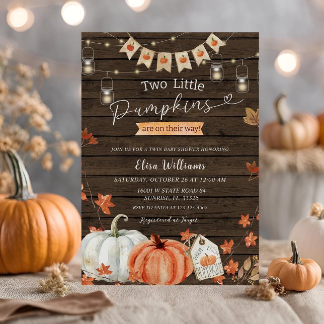 Invitación Wood Two Little Pumpkins (Subido por el creador)