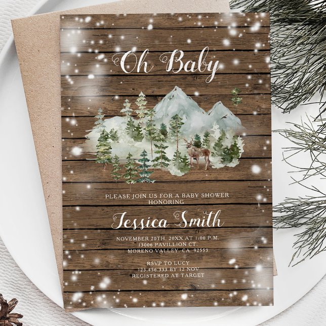 Invitación Wood Winter Deer Woodland Boy Baby Shower (Subido por el creador)