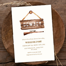 Invitación Wooden Neutral Wild West Cowboy Gun Baby Shower