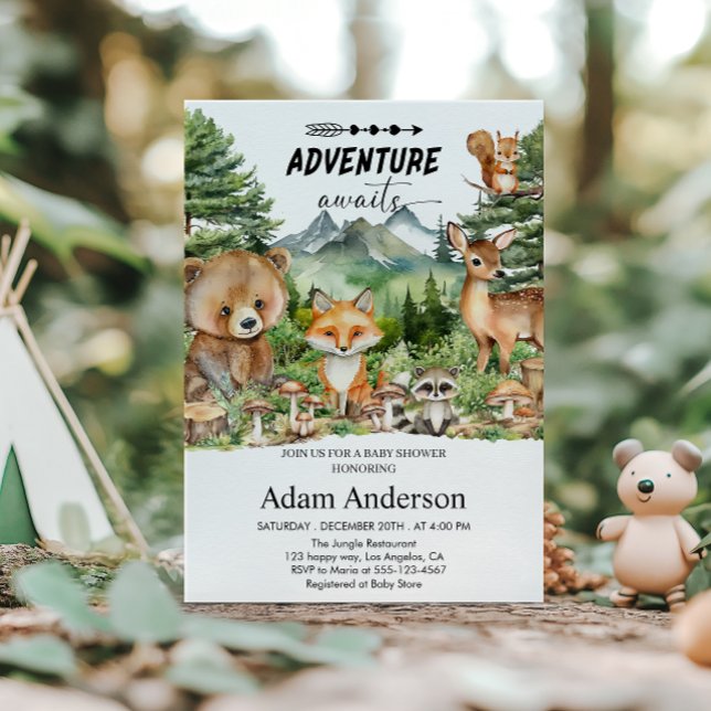Invitación Woodland Adventure Baby Shower Invitation | Forest (Subido por el creador)