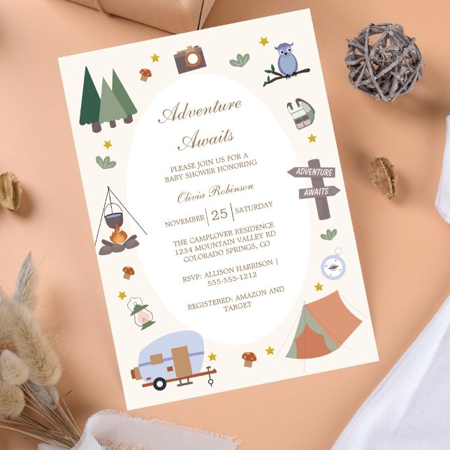 Invitación Woodland Adventure espera el camping Baby Shower (Subido por el creador)