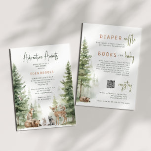 Invitación Woodland Adventure espera   Todo en un Baby Shower