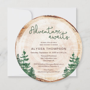 Invitación Woodland Adventure espera un Baby Shower rústico