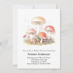 Invitación Woodland Adventure Mushroom Dream Chica Baby Showe