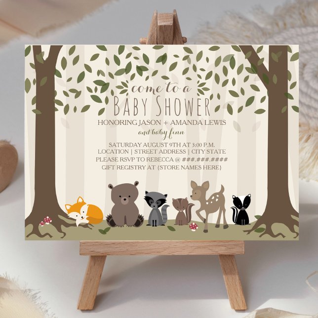 Invitación Woodland Animal Family Baby Shower (Subido por el creador)