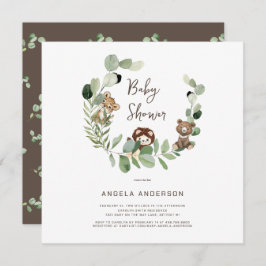 Invitación Woodland Animal Kingdom Baby Shower II Square
