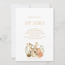 INVITACIÓN WOODLAND ANIMAL MODERNO MINIMAL BABY SHOWER |