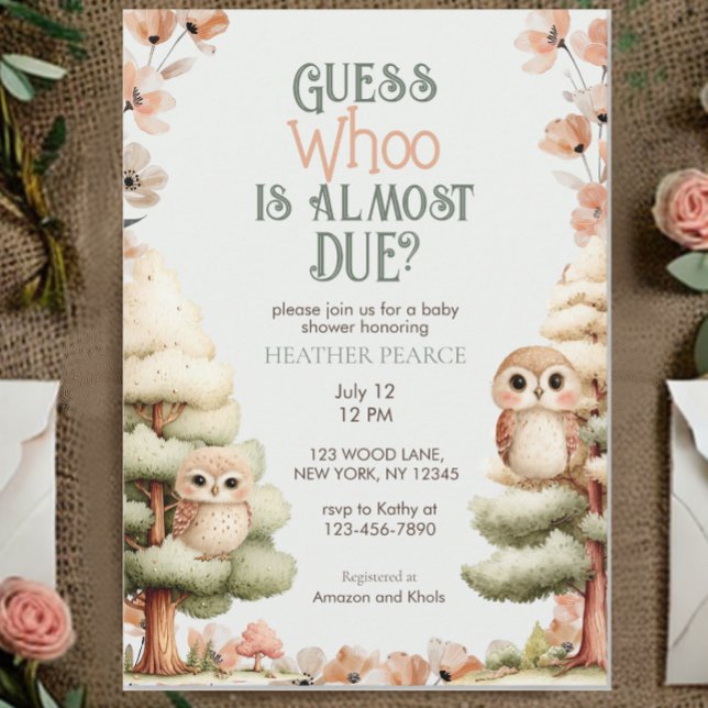 Invitación Woodland Animal Owl Baby Shower (Subido por el creador)