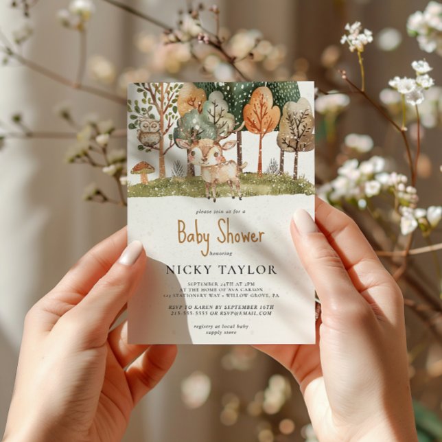 Invitación Woodland Animal Snow Winter Baby Shower (Subido por el creador)