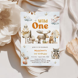 Invitación Woodland Animals 1er Fiesta de cumpleaños