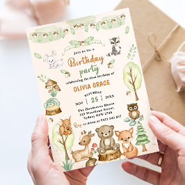 Invitación Woodland Animals 1er Fiesta de cumpleaños