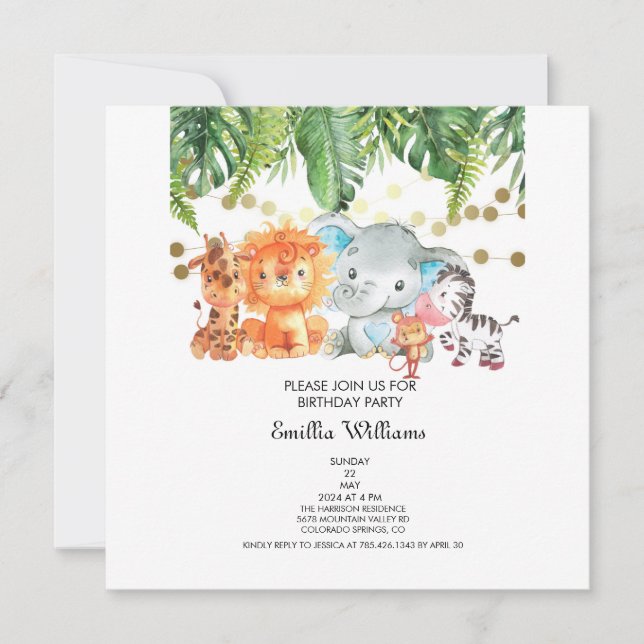 Invitación Woodland Animals Adventure Baby Shower (Anverso)