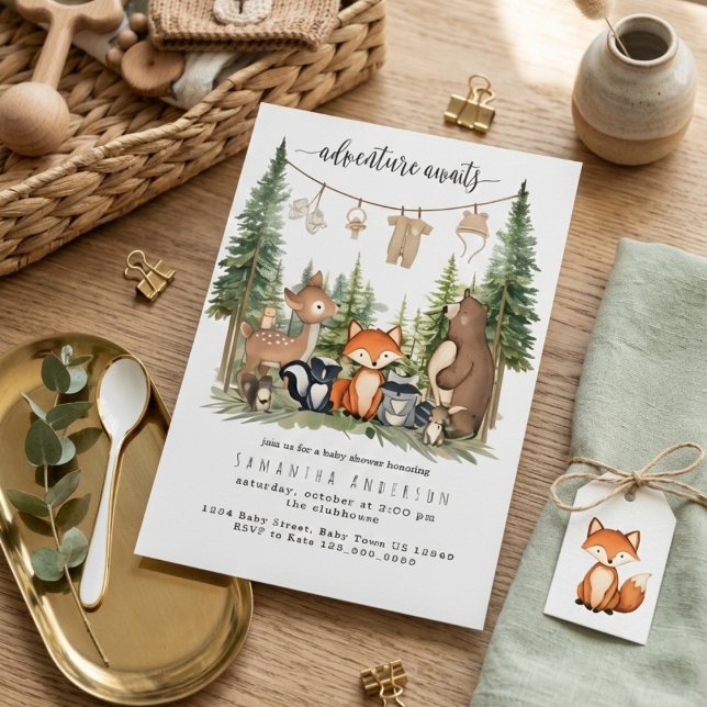 Invitación Woodland Animals Adventure Baby Shower Invitation (Subido por el creador)